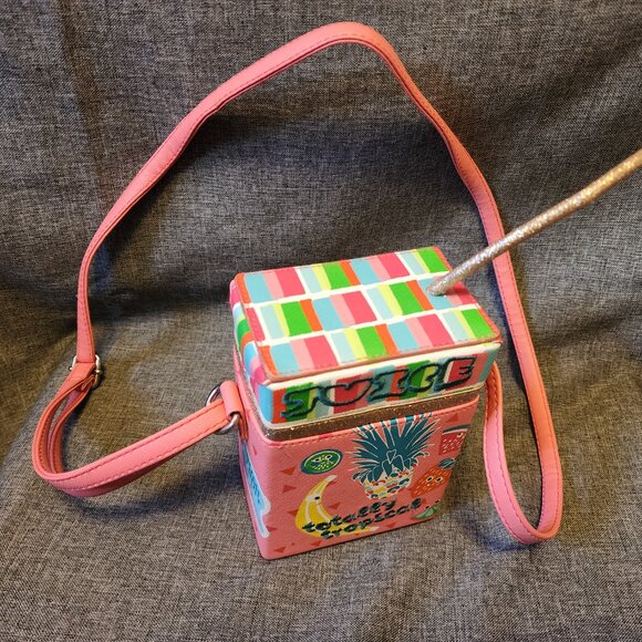 Lily Bloom Juice Box Totally Tropical Pink Mini Crossbody Purse - Picture 7 of 12
